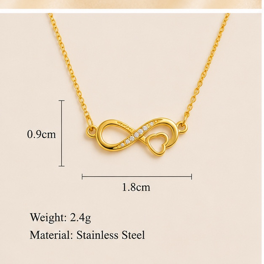 Gold Infinity Heart Necklace for Women | Anti Tarnish Stainless Steel Love Necklace