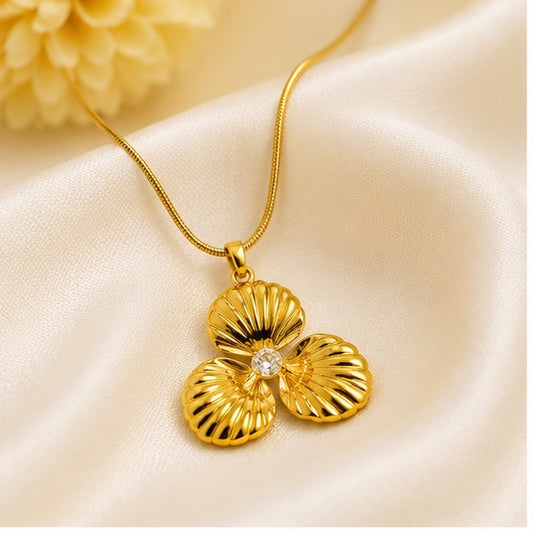 Gold double heart slider necklace for women made from anti tarnish stainless steel with adjustable chain.