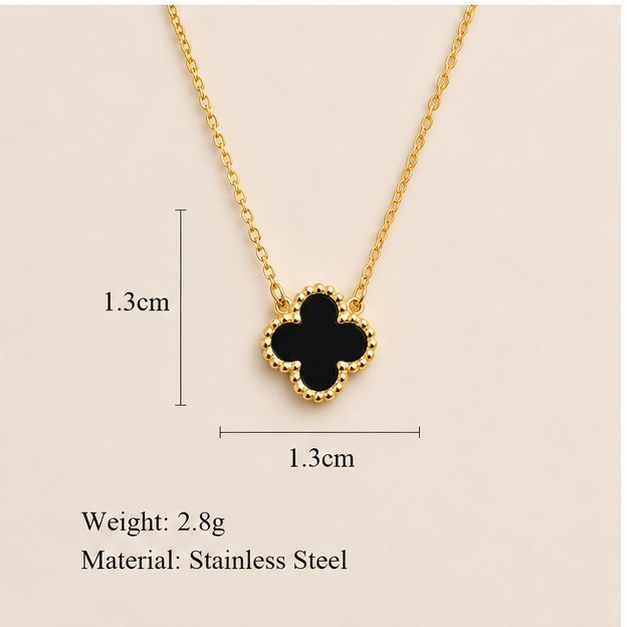 Black Clover Pendant Necklace for Women | Anti Tarnish Stainless Steel Four Leaf Necklace