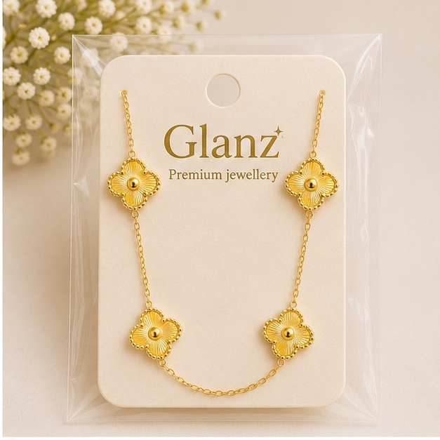 Gold Clover Flower Necklace for Women | Anti Tarnish Stainless Steel Four Leaf Necklace