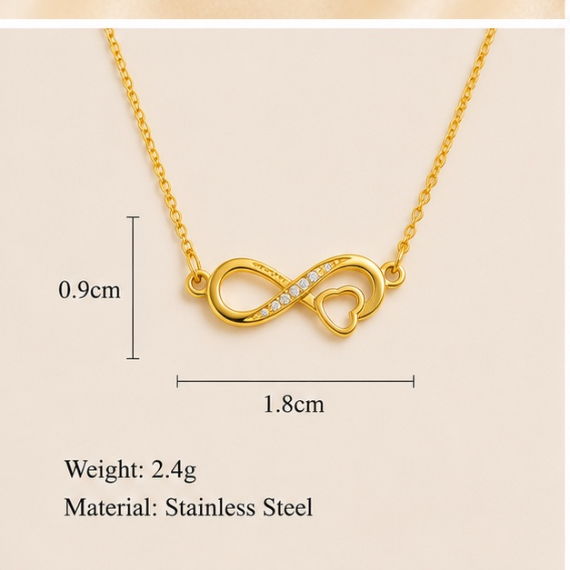 Gold Infinity Heart Necklace for Women | Anti Tarnish Stainless Steel Love Necklace