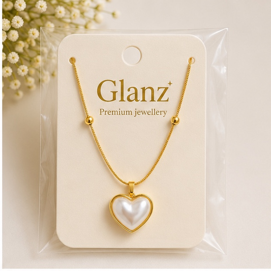 Gold Pearl Heart Pendant Necklace for Women | Anti Tarnish Stainless Steel Heart Necklace