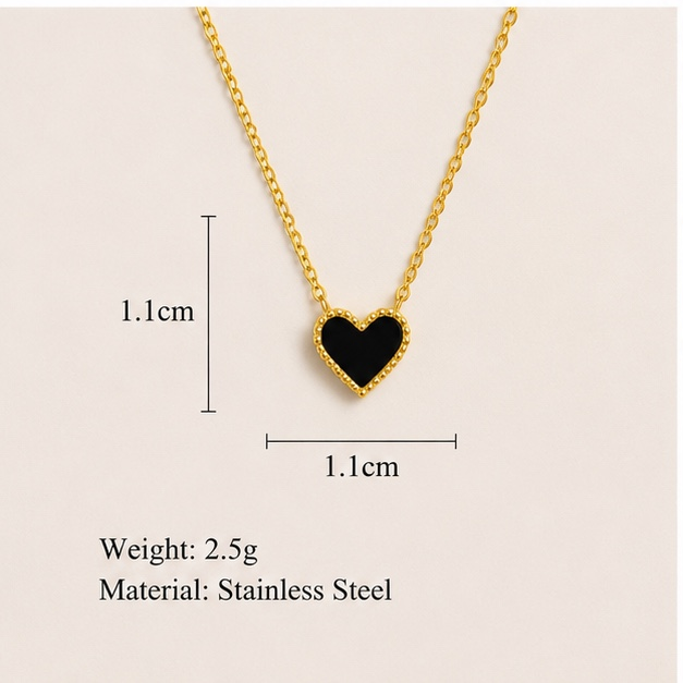 Black Heart Pendant Necklace for Women | Anti Tarnish Stainless Steel Minimalist Necklace
