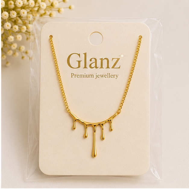 Gold Drip Pendant Necklace for Women | Anti Tarnish Stainless Steel Minimalist Necklace