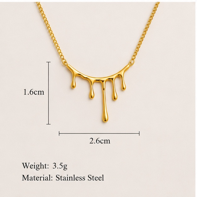 Gold Drip Pendant Necklace for Women | Anti Tarnish Stainless Steel Minimalist Necklace