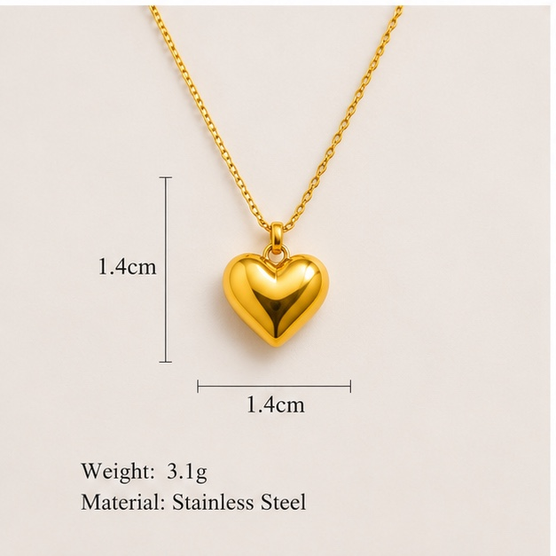Gold Heart Pendant Necklace for Women | Anti Tarnish Stainless Steel Love Necklace