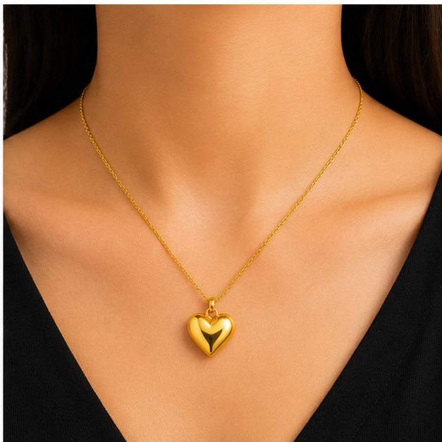 Gold Heart Pendant Necklace for Women | Anti Tarnish Stainless Steel Love Necklace